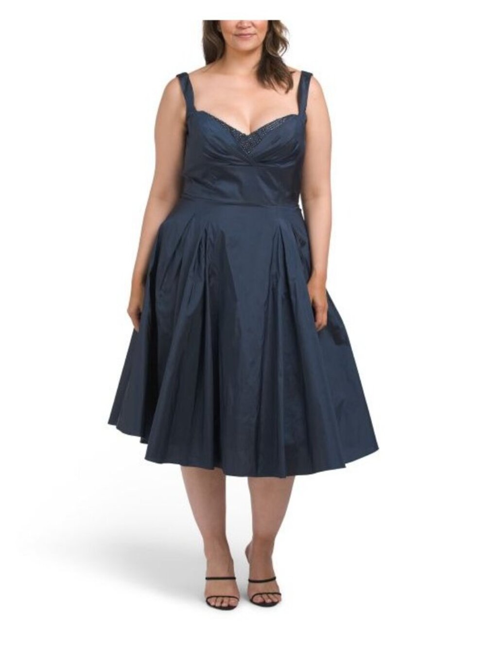 Rene by Rene Ruiz Sweetheart Stud Detail Gown With Full Skirt Size 6 Blue New